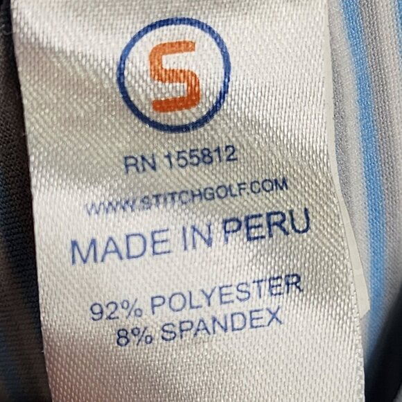 Men's Stitch Golf Striped Polo Shirt Blue Gray & White Short Sleeve Size M/L - Picture 6 of 11